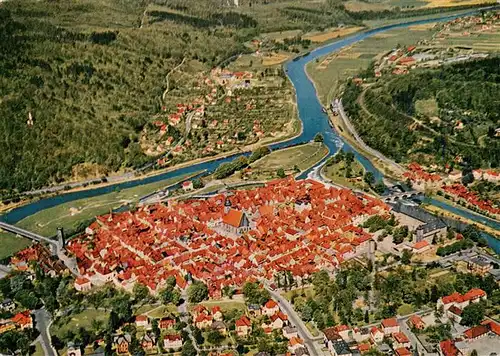 AK / Ansichtskarte  Hann._Muenden Fliegeraufnahme am Zusammenfluss von Fulda und Werra