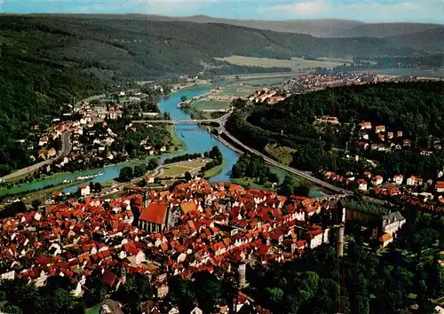 AK / Ansichtskarte 73935732 Hann._Muenden Fliegeraufnahme am Zusammenfluss von Fulda und Werra