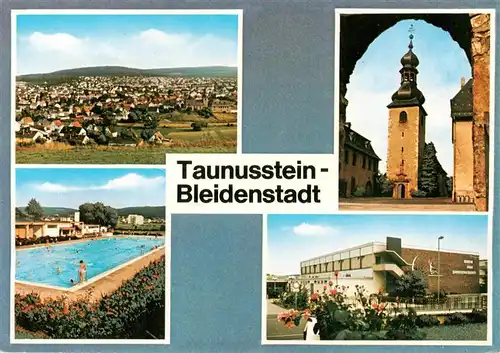 AK / Ansichtskarte 73935735 Bleidenstadt_Taunusstein Panorama Schwimmbad Kirche Sport und Jugendzentrum