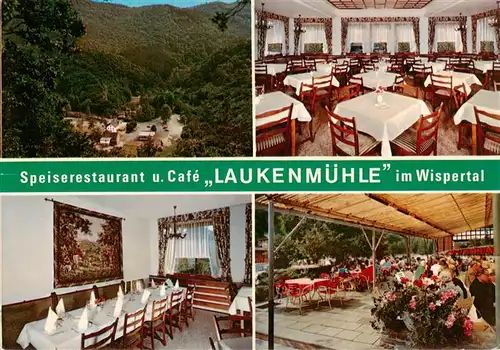 AK / Ansichtskarte 73935745 Lorch_Rheingau Restaurant Cafe Laukenmuehle im Wispertal Gastraeume Terrasse