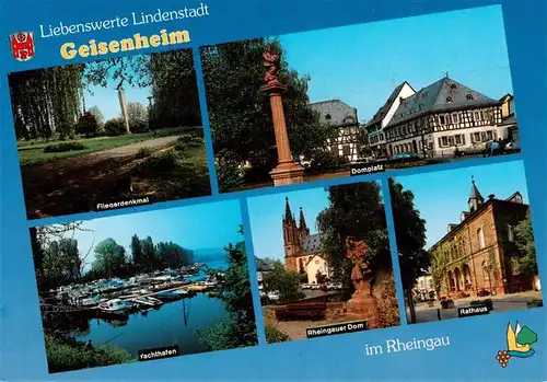 AK / Ansichtskarte 73935764 Geisenheim_Rheingau Fliegerdenkmal Domplatz Yachthafen Rheingauer Dom Rathaus
