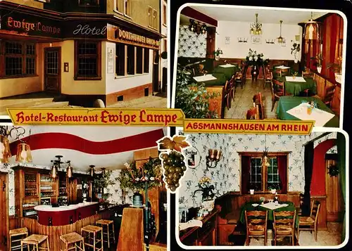 AK / Ansichtskarte  Assmannshausen_Rhein Hotel Restaurant Ewige Lampe Gastraeume Bar