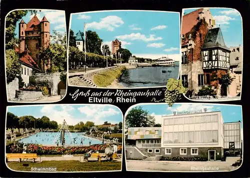 AK / Ansichtskarte  Eltville_Rhein Burg Rheinpartie Langwerth von Simmern Schwimmbad Rheingauhalle