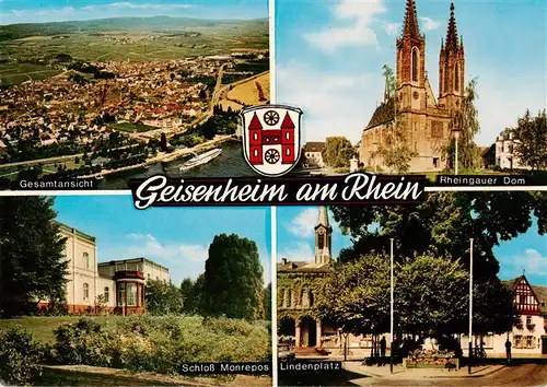 AK / Ansichtskarte 73935856 Geisenheim_Rheingau Panorama Rheingauer Dom Schloss Monrepos Lindenplatz