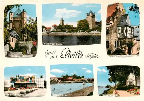 AK / Ansichtskarte 73935866 Eltville_Rhein Burg Rheinpartie Langwerth von Simmern Schwimmbad Rheingauhalle Jugendheim