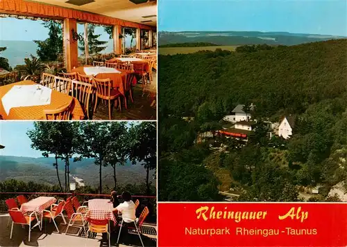 AK / Ansichtskarte 73935885 Presberg_Rheingau_Ruedesheim Gaststaette Rheingauer Alp Gaststube Terrasse