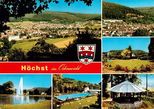 AK / Ansichtskarte 73935898 Hoechst_Odenwald Panorama Fontaene Schwimmbad Pavillon Park