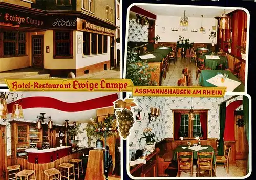 AK / Ansichtskarte  Assmannshausen_Rhein Hotel Restaurant Ewige Lampe Gastraeume Bar