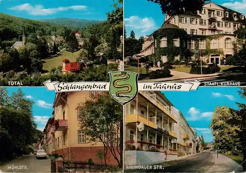 AK / Ansichtskarte  Schlangenbad_Taunus Panorama Staatl Kurhaus Muehlstrasse Rheingauer Strasse