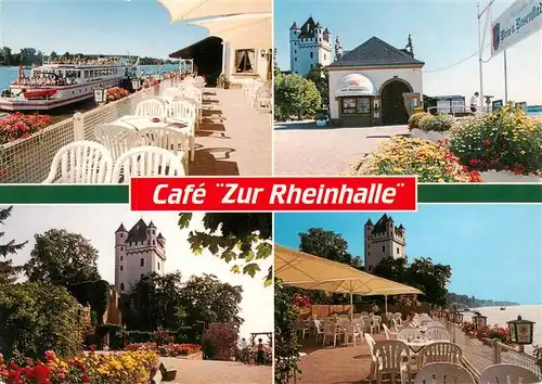 AK / Ansichtskarte 73935938 Eltville_Rhein Cafe Zur Rheinhalle Anlegestelle Terrasse