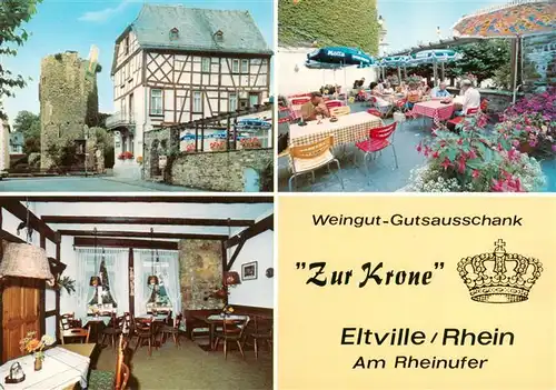 AK / Ansichtskarte 73935939 Eltville_Rhein Weingut Gutsausschank Zur Krone Gaststube Terrasse