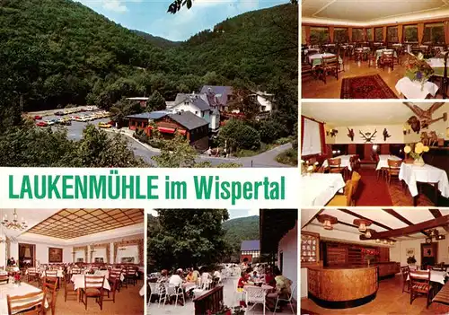 AK / Ansichtskarte 73935947 Lorch_Rheingau Restaurant Cafe Laukenmuehle im Wispertal Gastraeume Terrasse Bar