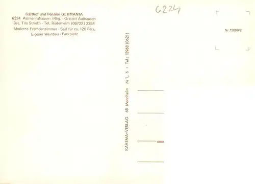 AK / Ansichtskarte  Assmannshausen_Rhein Gasthof Germania