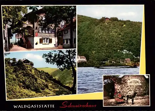 AK / Ansichtskarte 73935980 Assmannshausen_Rhein Waldgaststaette Schweizerhaus Panorama Schlittenfahrt