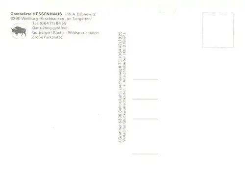 AK / Ansichtskarte 73936076 Weilburg Gaststaette Hessenhaus Terrasse Gastraum