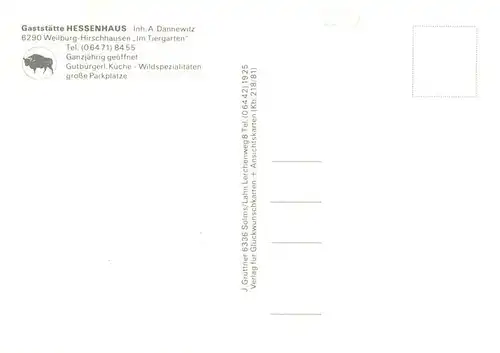 AK / Ansichtskarte  Weilburg Gaststaette Hessenhaus Terrasse Gastraum