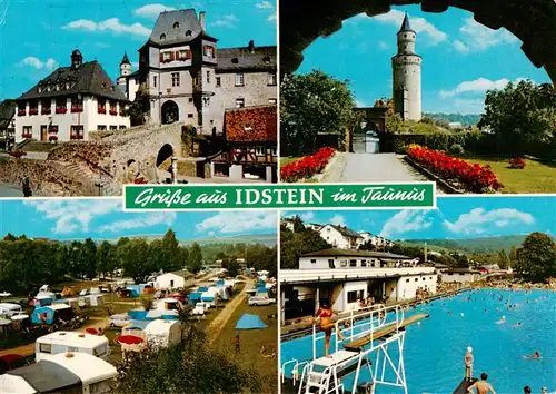 AK / Ansichtskarte 73936096 Idstein Burg Aussichtsturm Camping Schwimmbad