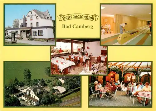 AK / Ansichtskarte 73936104 Bad_Camberg Hotel Waldschloss Fliegeraufnahme Kegelbahn Terrasse