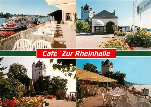 AK / Ansichtskarte 73936137 Eltville_Rhein Anlegestelle Kurfuerstliche Burg Cafe zur Rheingauhalle Terrasse