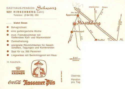 AK / Ansichtskarte 73936203 Hirschberg_Dillkreis Schloss Gasthaus Pension Schwarz Gastraum Liegewiese