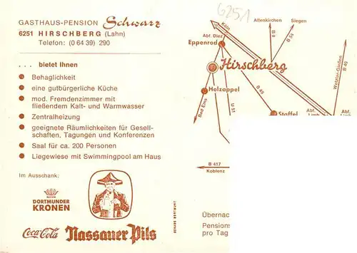 AK / Ansichtskarte 73936204 Hirschberg_Dillkreis Schloss Gasthaus Pension Schwarz Gastraum Liegewiese