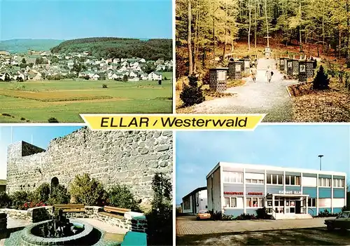 AK / Ansichtskarte  Ellar_Limburg_Lahn Panorama Waldpartie Stadtmauer Rathaus