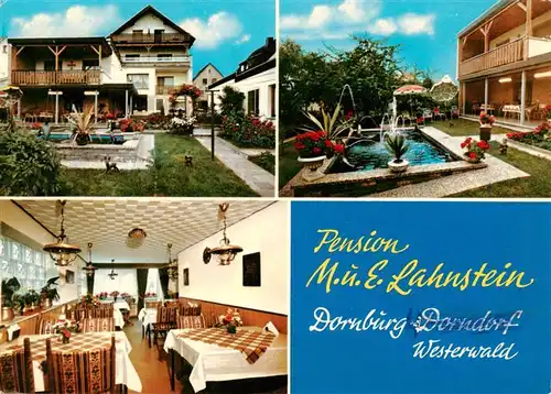 AK / Ansichtskarte  Dorndorf_Westerwald Pension Lahnstein Gastraum Garten