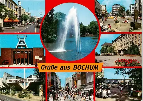 AK / Ansichtskarte 73936287 Bochum Strassenpartie Fontaene Zeche Ruhrstadion Fussgaengerzonen