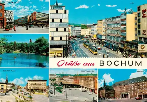 AK / Ansichtskarte 73936288 Bochum Rathausplatz Stadtpark Berliner Platz City Hauptbahnhof Rathaus
