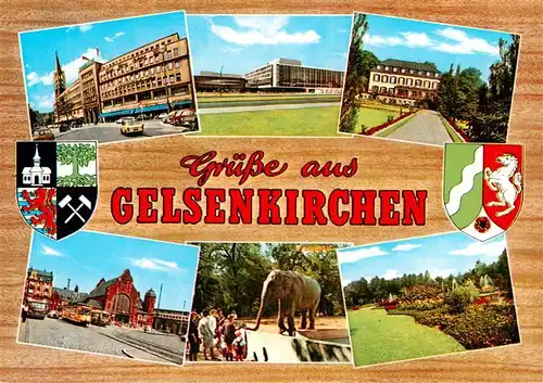 AK / Ansichtskarte 73936310 Gelsenkirchen Ortspartie Staedt Buehnen Schloss Berge Hauptbahnhof Zoo Elefant Park