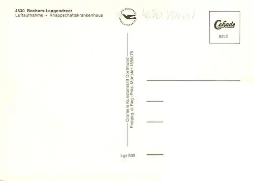 AK / Ansichtskarte 73936335 Langendreer_Bochum Fliegeraufnahme Knappschaftskrankenhaus