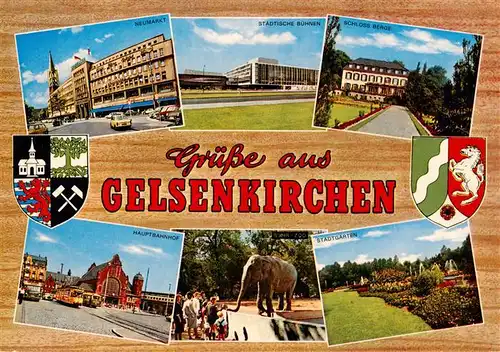 AK / Ansichtskarte 73936353 Gelsenkirchen Ortspartie Staedt Buehnen Schloss Berge Hauptbahnhof Zoo Elefant Park