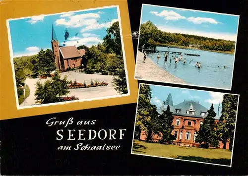 AK / Ansichtskarte 73936381 Seedorf_Schaalsee Kirche Strandpartie Schloss