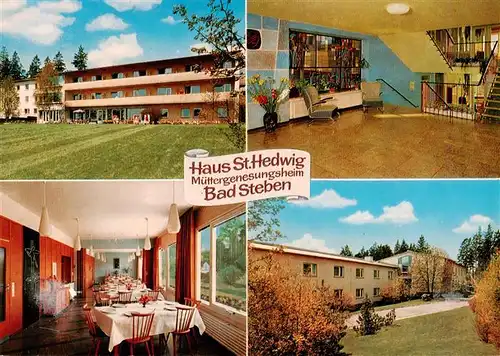 AK / Ansichtskarte 73936395 Bad_Steben Haus St Hedwig Muettergenesungsheim Gastraum Flur Park