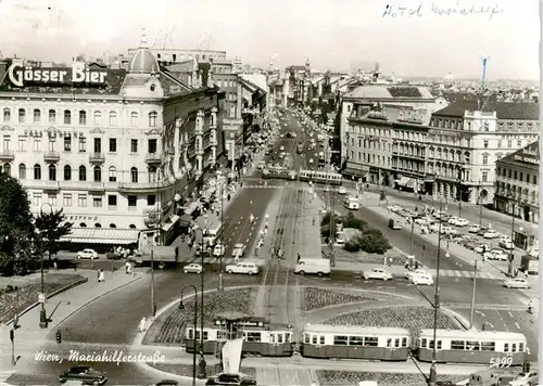 AK / Ansichtskarte  Strassenbahn_Tramway-- Wien Mariahilferstrasse Goesser Bier 