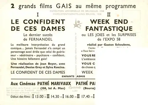 AK / Ansichtskarte 73936442 Exposition_Universelle_Bruxelles_1958 Der Pavillon von Frankreich 