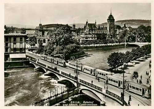 AK / Ansichtskarte  Strassenbahn_Tramway-- Zuerich Bahnhof Landesmuseum