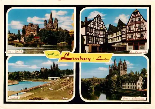 AK / Ansichtskarte 73936515 Limburg__Lahn Dom und Schloss Am Kornmarkt Freibad Dom und Lahnpartie