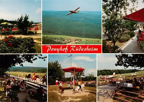 AK / Ansichtskarte 73936541 Ruedesheim_am_Rhein Ponyhof Landgut Ebental Panorama Terrasse Flugplatz