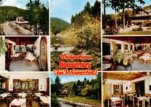 AK / Ansichtskarte 73936551 Lorchhausen_Rheingau Waldgasthaus Restaurant Kammerburg im Wispertal Gastraeume Teilansichten