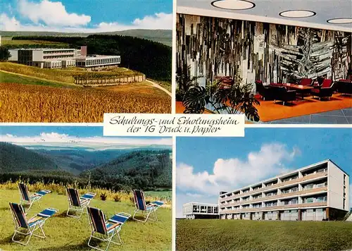 AK / Ansichtskarte  Springen_Heidenrod_Taunus Schulungs und Erholungsheim Springen der IG Druck und Papier Eingangshalle Liegewiese