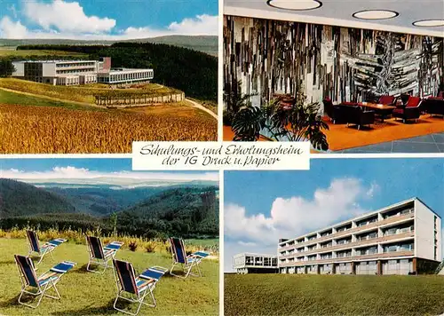 AK / Ansichtskarte  Springen_Heidenrod_Taunus Schulungs und Erholungsheim Springen der IG Druck und Papier Eingangshalle Liegewiese