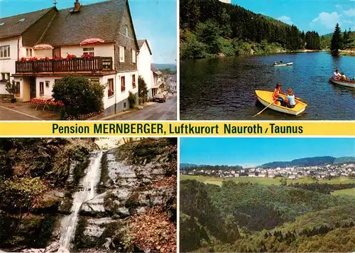 AK / Ansichtskarte 73936598 Nauroth_Heidenrod Pension Mernberger Wasserfall Seepartie Panorama