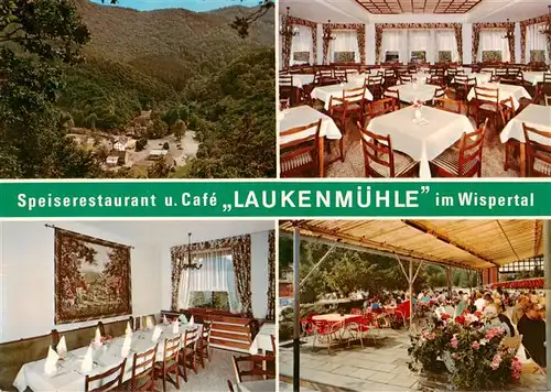 AK / Ansichtskarte 73936622 Laukenmuehle_Bad_Schwalbach Restaurant Cafe  Laukenmuehle im Wispertal Gastraeume Terrasse