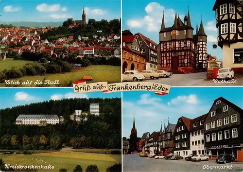 AK / Ansichtskarte  Frankenberg__Eder Panorama Blick auf die Stadt Rathaus Krankenhaus Obermarkt Altstadt