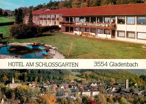 AK / Ansichtskarte 73936632 Gladenbach Hotel am Schlossgarten Parkanlagen Stadtpanorama