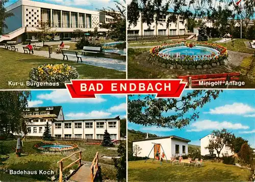 AK / Ansichtskarte 73936634 Bad_Endbach Kur- und Buergerhaus Minigolf Badehaus Bungalows