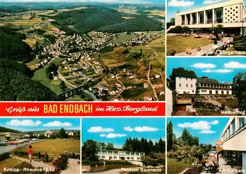 AK / Ansichtskarte  Bad_Endbach Luftaufnahme Kur- und Buergerhaus Hessenhof Kneipp-Rheuma-Bad Pension Kurpark