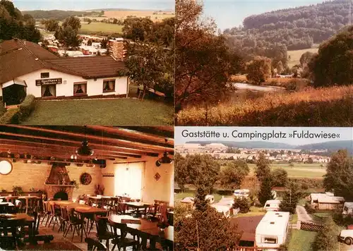 AK / Ansichtskarte 73936693 Roehrenfurth Gaststaette und Campingplatz Fuldawiese Gastraum Panorama