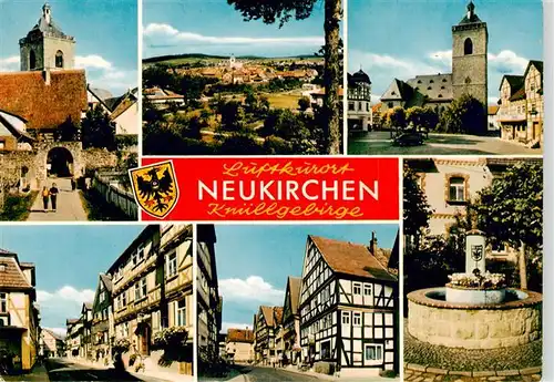 AK / Ansichtskarte 73936705 Neukirchen_Knuellgebirge Schloss Eingang Panoram Kirche Strassenpartien Brunnen